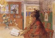 Carl Larsson Karin Readin oil painting artist